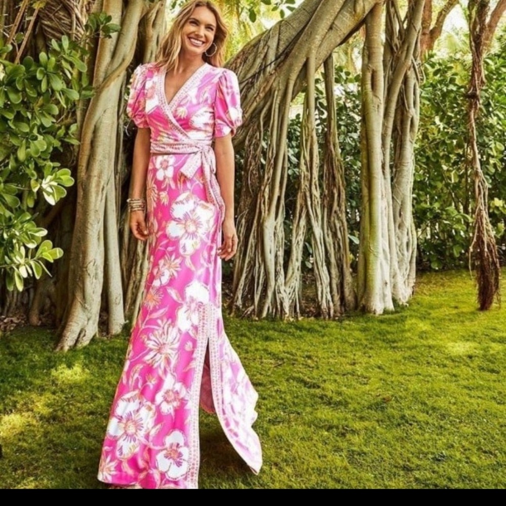 Lilly Pulitzer Maxi Skirt Set in Sailynn Prosecco Pink Beachy Blooms Size XL.